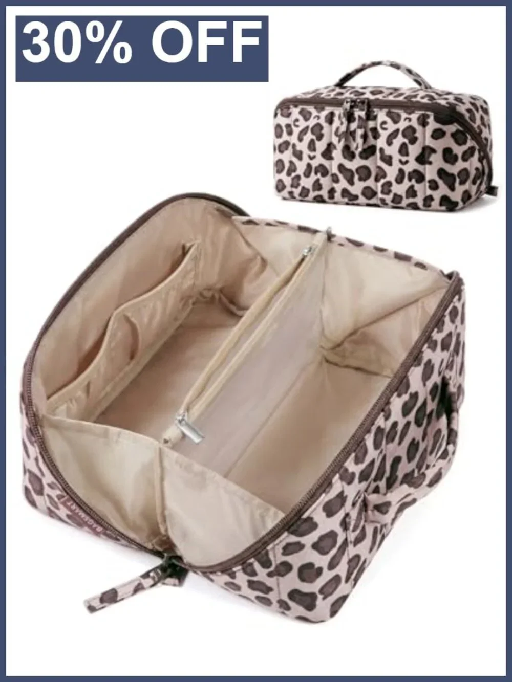 Puffy Quilted Open Flat Travel Makeup Bag Large Toiletry Organizer